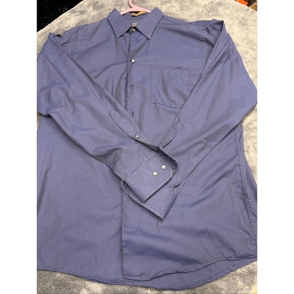Arrow Navy Men’s Large 16 and 34/35 Long Sleeve Dress Shirt in great shape! - Picture 2 of 3